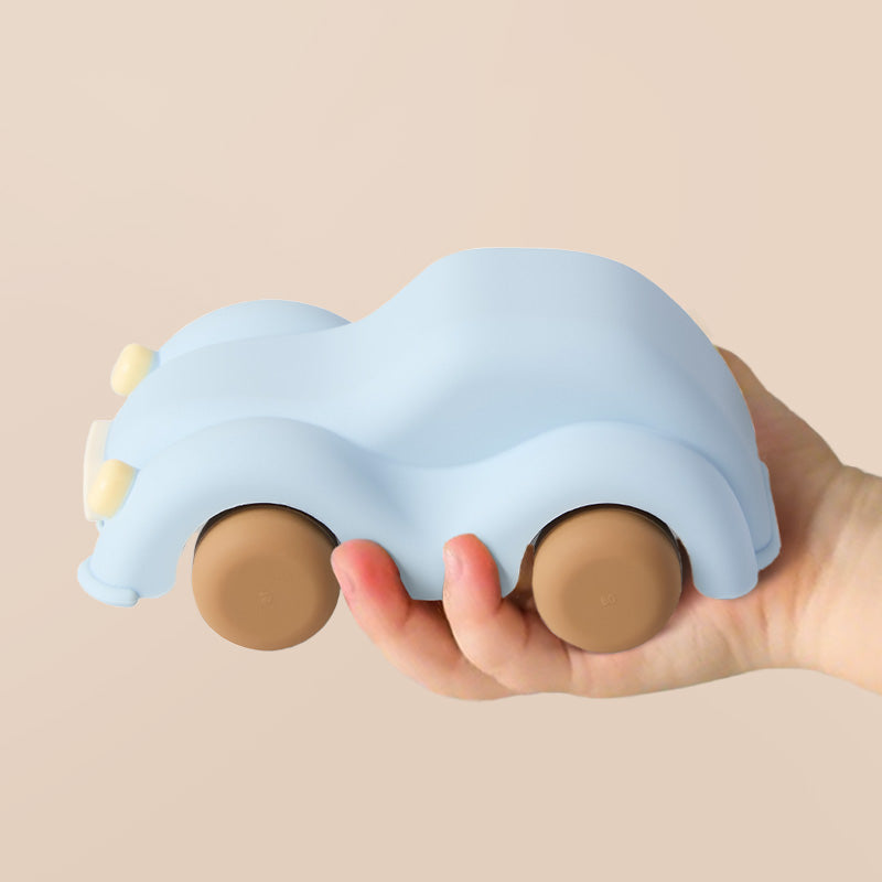 Vaiko rankytė laiko mėlyna silikonini automobiliuka