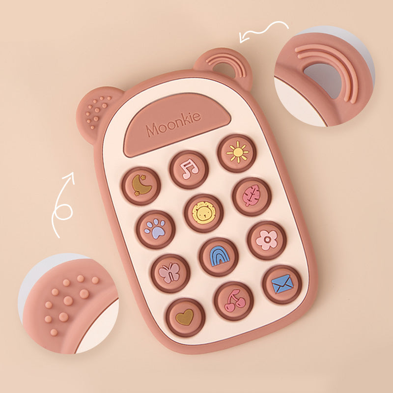 Rožinis Silikoninis telefonas su popit stiliaus mygtukais