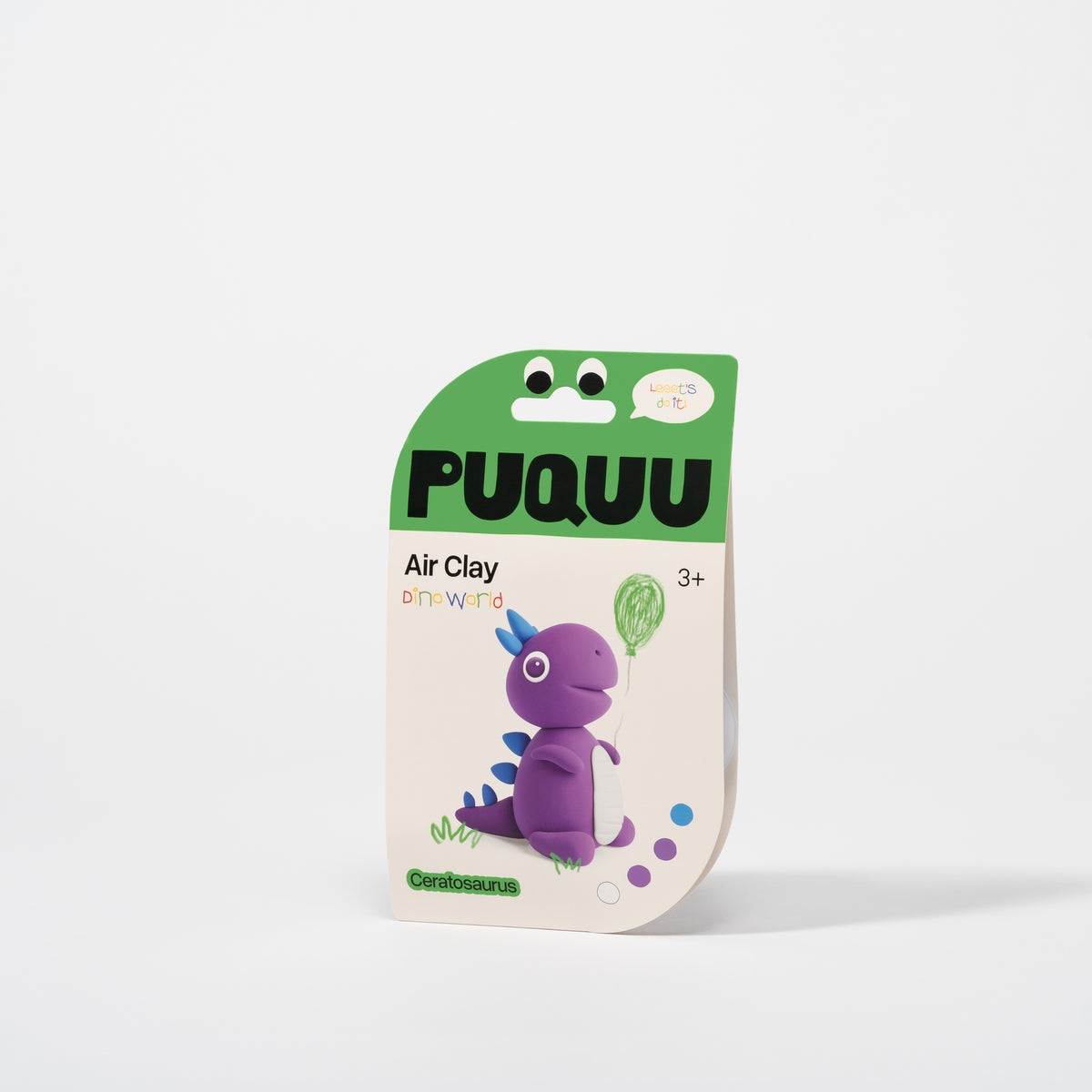 modelinas violetinis dinozauras pakuoteje