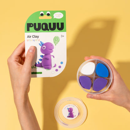 ipakavimas ir dežutės vidus su violetiniu mėlynu ir baltu modelinu